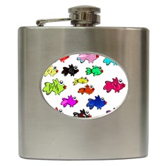 Fish Fishes Marine Life Swimming Water Hip Flask (6 Oz) by Sapixe