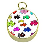 Fish Fishes Marine Life Swimming Water Gold Compasses Front