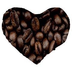 Black Coffe Large 19  Premium Flano Heart Shape Cushions by nateshop