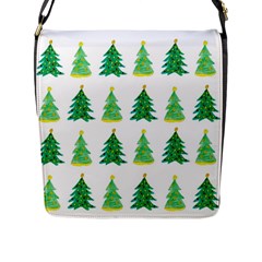 Christmas Trees Watercolor Decoration Flap Closure Messenger Bag (l) by artworkshop