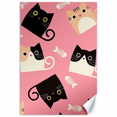 Cat Pattern Backgroundpet Canvas 12  X 18  by Amaryn4rt