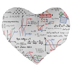 Math Formula Pattern Large 19  Premium Flano Heart Shape Cushions by Wegoenart