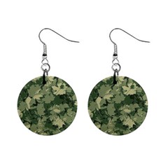 Green Leaves Camouflage Pattern Mini Button Earrings by Wegoenart