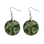 Green Leaves Camouflage Pattern Mini Button Earrings Front