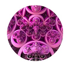 Fractal-math-geometry-visualization Pink Mini Round Pill Box by Pakrebo