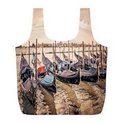 Black Several Boats - Colorful Italy  Full Print Recycle Bag (l) by ConteMonfrey