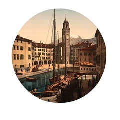  The Harbor, Riva, Lake Garda, Italy 1890-1900 Mini Round Pill Box by ConteMonfrey