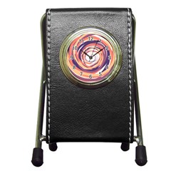 Illustration Colorful Yellow Purple Orange Pen Holder Desk Clock by Wegoenart