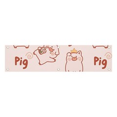 Pig Cartoon Background Pattern Banner And Sign 4  X 1  by Sudhe