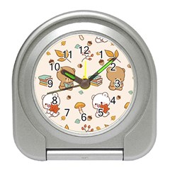 Illustration Bear Cartoon Background Pattern Travel Alarm Clock by Sudhe