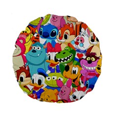 Illustration Cartoon Character Animal Cute Standard 15  Premium Flano Round Cushions by Sudhe