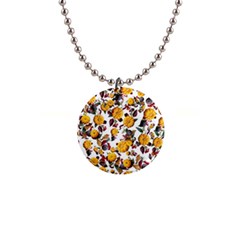 Pumpkin Fruit Flower Pattern 1  Button Necklace by Ravend