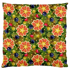 Fruits Star Blueberry Cherry Leaf Large Cushion Case (one Side) by Ravend