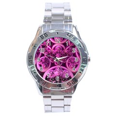 Fractal-math-geometry-visualization Pink Stainless Steel Analogue Watch by Pakrebo