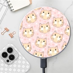 Cat Pattern Pink Background Wireless Charger by danenraven