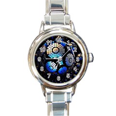 Illustration Tech Galaxy Robot Bot Science Round Italian Charm Watch by danenraven