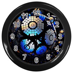 Illustration Tech Galaxy Robot Bot Science Wall Clock (black) by danenraven