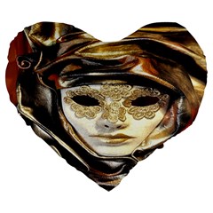 Artistic Venetian Mask Large 19  Premium Flano Heart Shape Cushions by ConteMonfrey