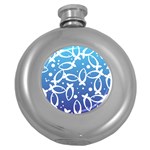 Blue Fish Water Aquarium Round Hip Flask (5 oz) Front