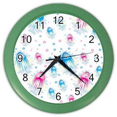 Jellyfis Pink Blue Cartoon Color Wall Clock by danenraven