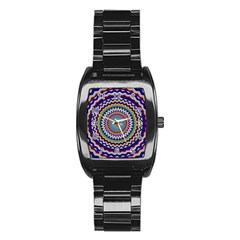 Kaleidoscope Geometric Circles Stainless Steel Barrel Watch by danenraven