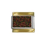 Ethiopian inspired doodles abstract Gold Trim Italian Charm (9mm) Front