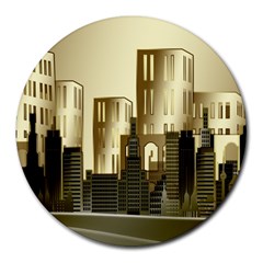 Architecture City House Round Mousepads by Jancukart