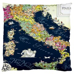 Map Italy Blue Large Cushion Case (one Side) by ConteMonfrey