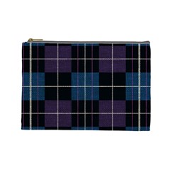 Blue Black Modern Plaids Cosmetic Bag (large) by ConteMonfrey