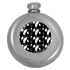 Ghost Background Halloween Round Hip Flask (5 Oz) by Wegoenart