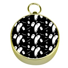 Ghost Background Halloween Gold Compasses by Wegoenart