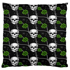 Green Roses And Skull - Romantic Halloween   Standard Flano Cushion Case (two Sides) by ConteMonfrey