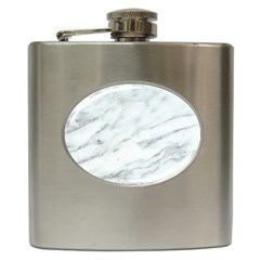 White Marble Texture Pattern Hip Flask (6 Oz) by Jancukart