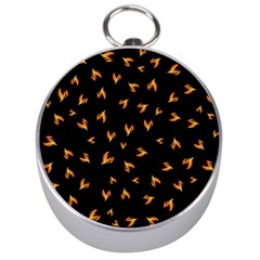 Pattern Flame Black Background Silver Compasses by Ravend