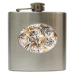 Tiger Pattern Background Hip Flask (6 Oz) by danenraven