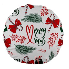 Merry Xmas Seamless Christmas Pattern Large 18  Premium Flano Round Cushions by danenraven