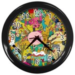 Cartoon Wallpapers Wall Clock (Black) Front