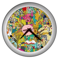 Cartoon Wallpapers Wall Clock (silver) by Jancukart