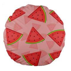 Background Watermelon Pattern Fruit Large 18  Premium Round Cushions by Wegoenart