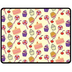 Cupcake Pattern Lollipop Double Sided Fleece Blanket (medium)  by Wegoenart