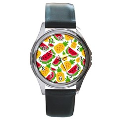 Watermelon Pattern Fruit Summer Round Metal Watch by Wegoenart