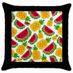 Watermelon Pattern Fruit Summer Throw Pillow Case (black) by Wegoenart