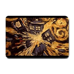 Brown And Black Abstract Painting Doctor Who Tardis Vincent Van Gogh Small Doormat  by danenraven