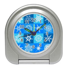 Xmas Christmas Pattern Snow Background Blue Decoration Travel Alarm Clock by danenraven