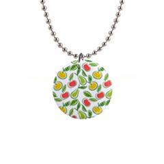 Fruit Fruits Food Illustration Background Pattern 1  Button Necklace by Ravend