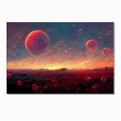 Fantasy World Red Bubbles Landscape Postcards 5  X 7  (pkg Of 10) by Wegoenart