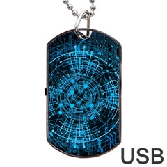 Network Circuit Board Trace Dog Tag Usb Flash (one Side) by Ravend