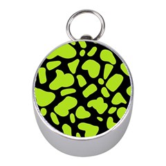 Neon Green Cow Spots Mini Silver Compasses by ConteMonfrey