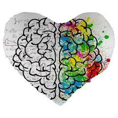 Brain Mind Psychology Idea Drawing Large 19  Premium Flano Heart Shape Cushions by Wegoenart