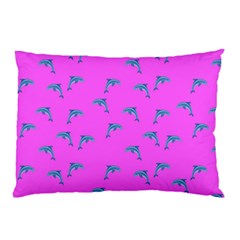 Pink And Blue, Cute Dolphins Pattern, Animals Theme Pillow Case by Casemiro